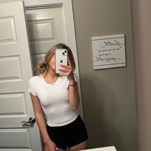 white ribbed crop top